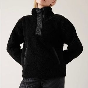 NWT Athleta Cozy Sherpa Snap Oversized Sweatshirt Jacket